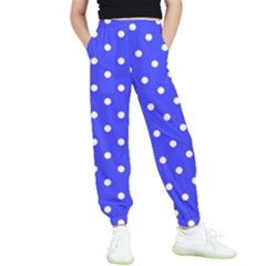 1950 Purple Blue White Dots Kids  Elastic Waist Pants by SomethingForEveryone