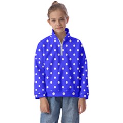 1950 Purple Blue White Dots Kids  Half Zip Hoodie