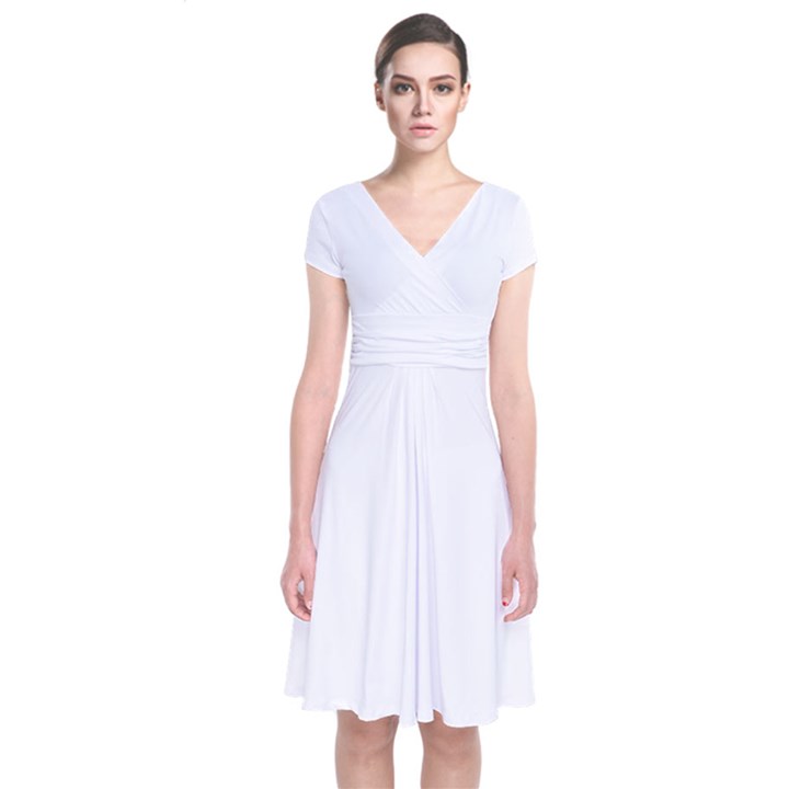 White Short Sleeve Front Wrap Dress