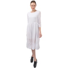 White Ruffle End Midi Chiffon Dress by SomethingForEveryone