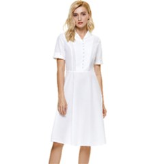 White Button Top Knee Length Dress