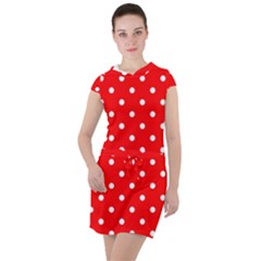 1950 Red White Dots Drawstring Hooded Dress by SomethingForEveryone