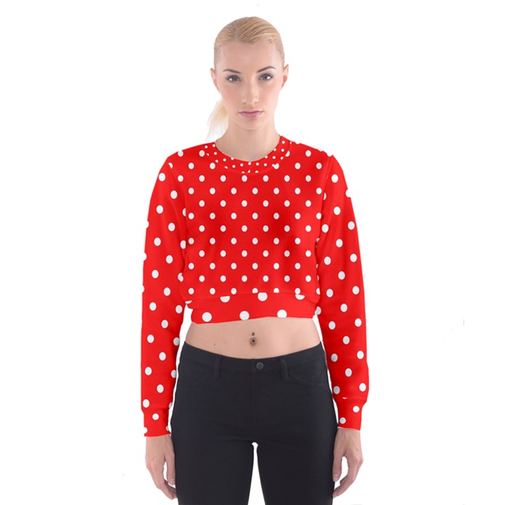 1950 Red White Dots Cropped Sweatshirt