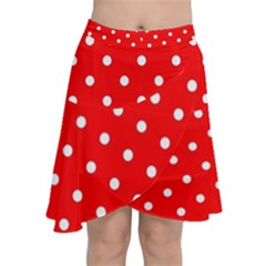 1950 Red White Dots Chiffon Wrap Front Skirt by SomethingForEveryone