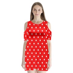 1950 Red White Dots Shoulder Cutout Velvet One Piece by SomethingForEveryone