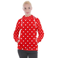 1950 Red White Dots Women s Hooded Pullover by SomethingForEveryone