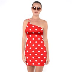 1950 Red White Dots One Soulder Bodycon Dress by SomethingForEveryone