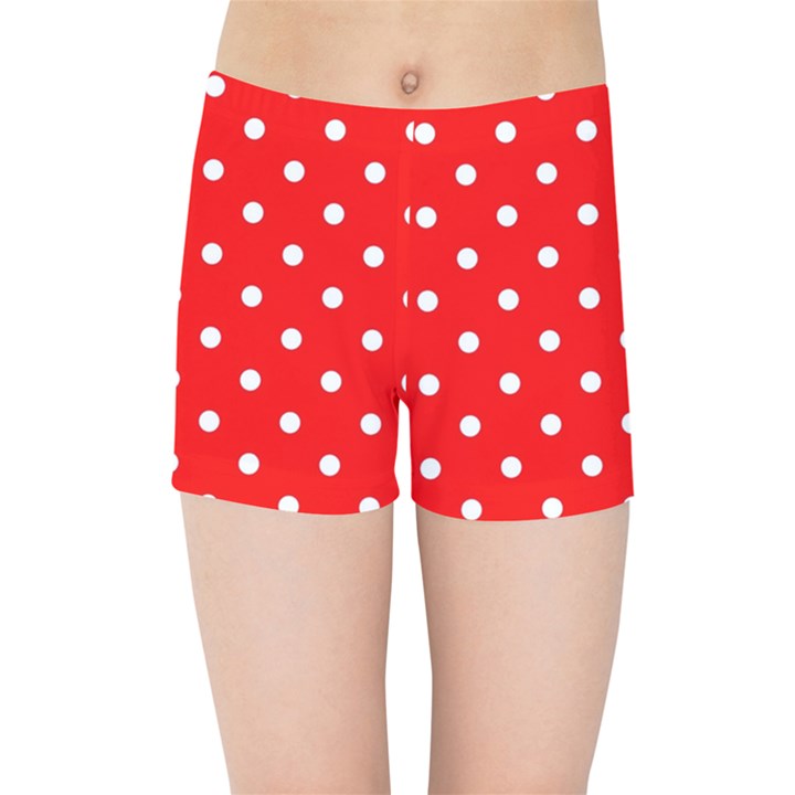 1950 Red White Dots Kids  Sports Shorts