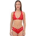 1950 Red White Dots Double Strap Halter Bikini Set View1