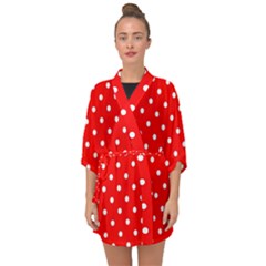 1950 Red White Dots Half Sleeve Chiffon Kimono