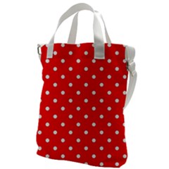 1950 Red White Dots Canvas Messenger Bag by SomethingForEveryone