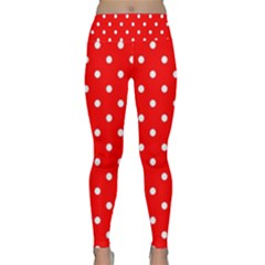 1950 Red White Dots Lightweight Velour Classic Yoga Leggings by SomethingForEveryone