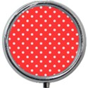 1950 Red White Dots Mini Round Pill Box View1