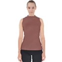 Burnt Sienna Mock Neck Shell Top View1