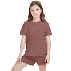 Burnt Sienna Kids  Tee And Sports Shorts Set by kiernankallan