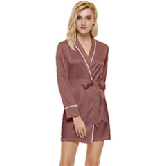 Burnt Sienna Long Sleeve Satin Robe