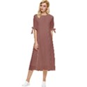 Burnt Sienna Bow Sleeve Chiffon Midi Dress View1