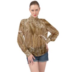 Wheat-field High Neck Long Sleeve Chiffon Top by SomethingForEveryone