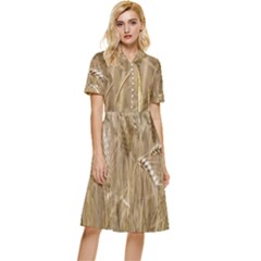 Wheat-field Button Top Knee Length Dress