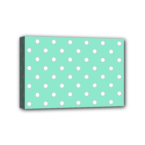 1950 Sea Foam Green White Dots Mini Canvas 6  X 4  (stretched) by SomethingForEveryone