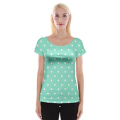 1950 Sea Foam Green White Dots Cap Sleeve Top by SomethingForEveryone