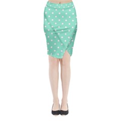 1950 Sea Foam Green White Dots Midi Wrap Pencil Skirt by SomethingForEveryone