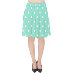 1950 Sea Foam Green White Dots Velvet High Waist Skirt by SomethingForEveryone