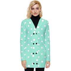 1950 Sea Foam Green White Dots Button Up Hooded Coat 