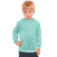 1950 Sea Foam Green White Dots Kids  Hooded Pullover by SomethingForEveryone