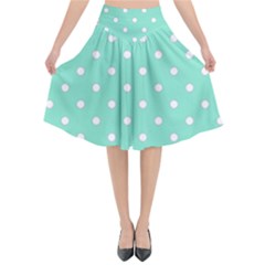 1950 Sea Foam Green White Dots Flared Midi Skirt by SomethingForEveryone