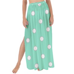 1950 Sea Foam Green White Dots Maxi Chiffon Tie-up Sarong by SomethingForEveryone