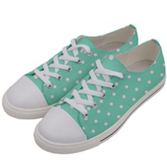 1950 Sea Foam Green White Dots Men s Low Top Canvas Sneakers by SomethingForEveryone