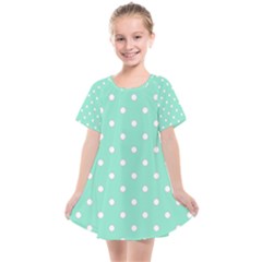 1950 Sea Foam Green White Dots Kids  Smock Dress by SomethingForEveryone