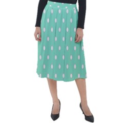 1950 Sea Foam Green White Dots Classic Velour Midi Skirt  by SomethingForEveryone