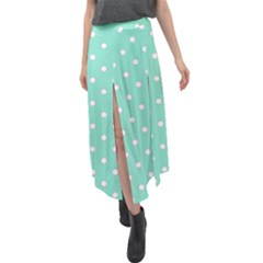 1950 Sea Foam Green White Dots Velour Split Maxi Skirt by SomethingForEveryone