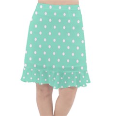 1950 Sea Foam Green White Dots Fishtail Chiffon Skirt by SomethingForEveryone