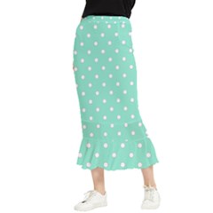 1950 Sea Foam Green White Dots Maxi Fishtail Chiffon Skirt by SomethingForEveryone