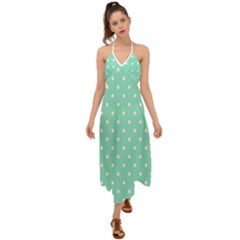 1950 Sea Foam Green White Dots Halter Tie Back Dress  by SomethingForEveryone