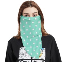 1950 Sea Foam Green White Dots Face Covering Bandana (triangle) by SomethingForEveryone