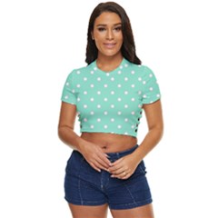 1950 Sea Foam Green White Dots Side Button Cropped Tee by SomethingForEveryone