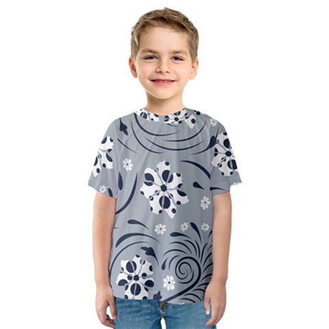 Folk Flowers Pattern Floral Surface Kids  Sport Mesh Tee by Eskimos