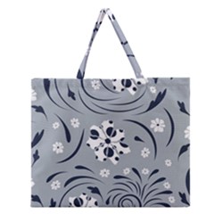 Folk Flowers Pattern Floral Surface Zipper Large Tote Bag by Eskimos