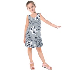 Folk Flowers Pattern Floral Surface Kids  Sleeveless Dress by Eskimos