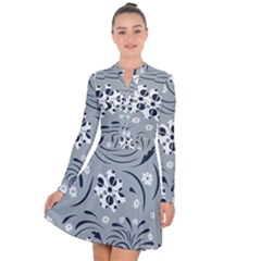 Folk Flowers Pattern Floral Surface Long Sleeve Panel Dress by Eskimos