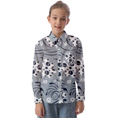 Folk Flowers Pattern Floral Surface Kids  Long Sleeve Shirt by Eskimos