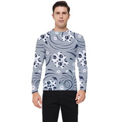 Folk Flowers Pattern Floral Surface Men s Long Sleeve Rash Guard