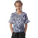 Folk flowers pattern Floral surface Kids  V-Neck Horn Sleeve Blouse View1