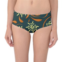 Folk Flowers Pattern Floral Surface Mid-waist Bikini Bottoms by Eskimos