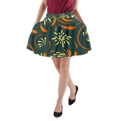 Folk Flowers Pattern Floral Surface A-line Pocket Skirt by Eskimos