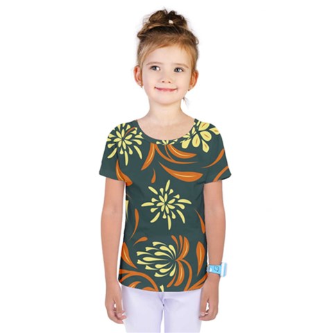 Folk Flowers Pattern Floral Surface Kids  One Piece Tee by Eskimos